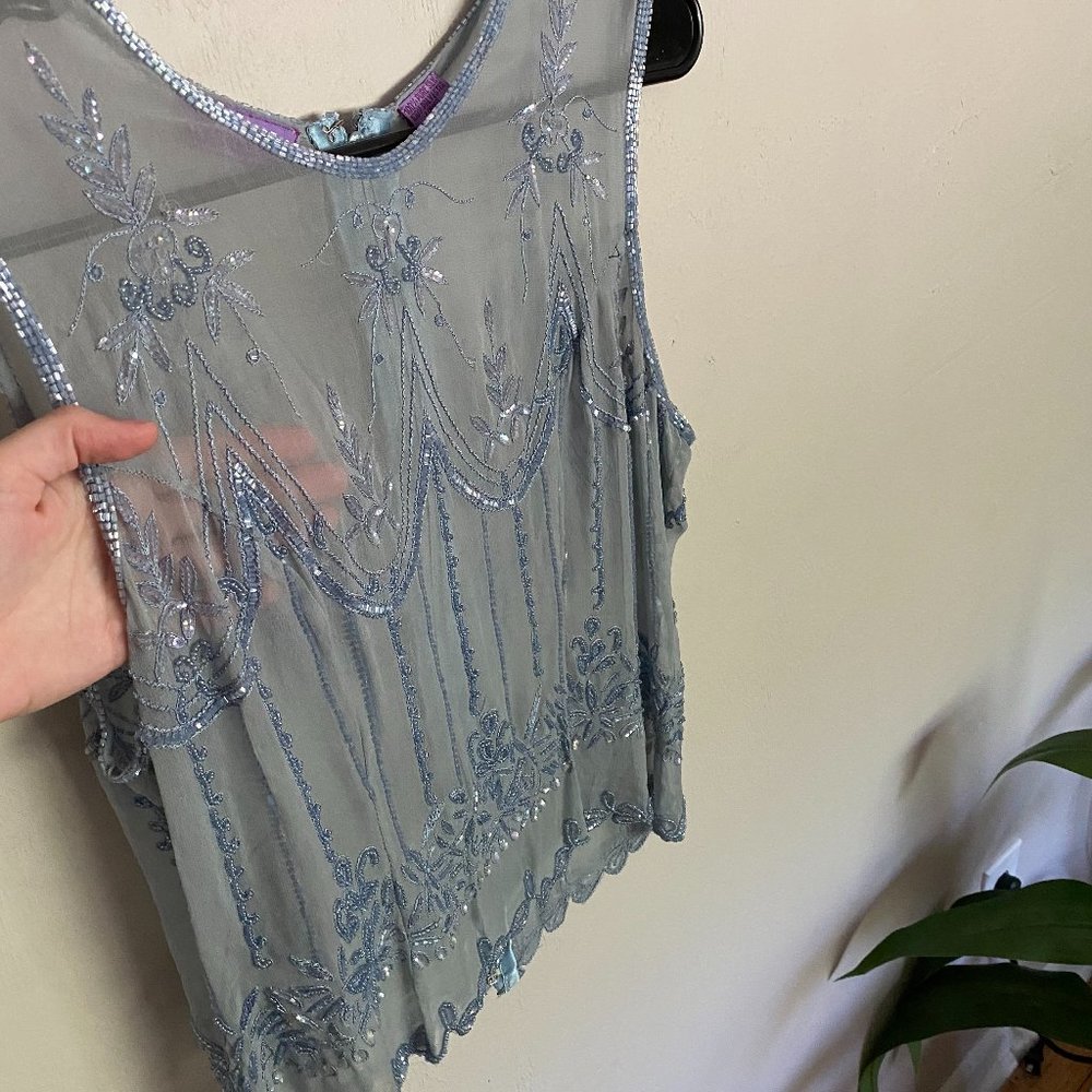 Light Blue Calypso Semi Sheer Pixie Top